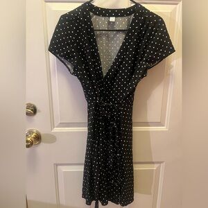 Old Navy Black and White Polka Dot Midi Dress